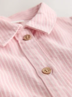 Roze streep - Long Sleeve Cotton Dress (3mths-8yrs)