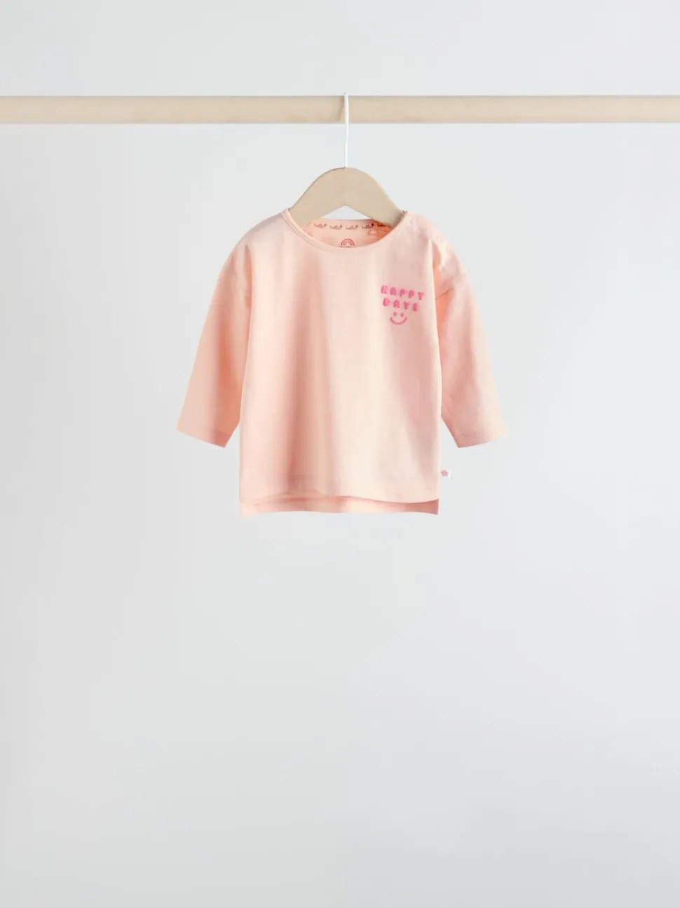 Roze Strepen/Slogan - Verpakking van 4 Baby Tops met Lange mouwen (0mnd -2jr)