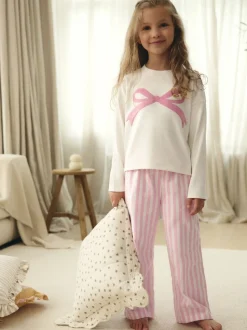 Roze strik met strepen - Geweven pyjama (9mnd-16jr)