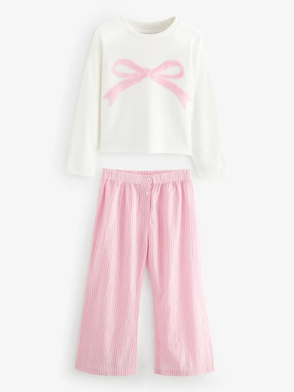 Roze strik met strepen - Geweven pyjama (9mnd-16jr)