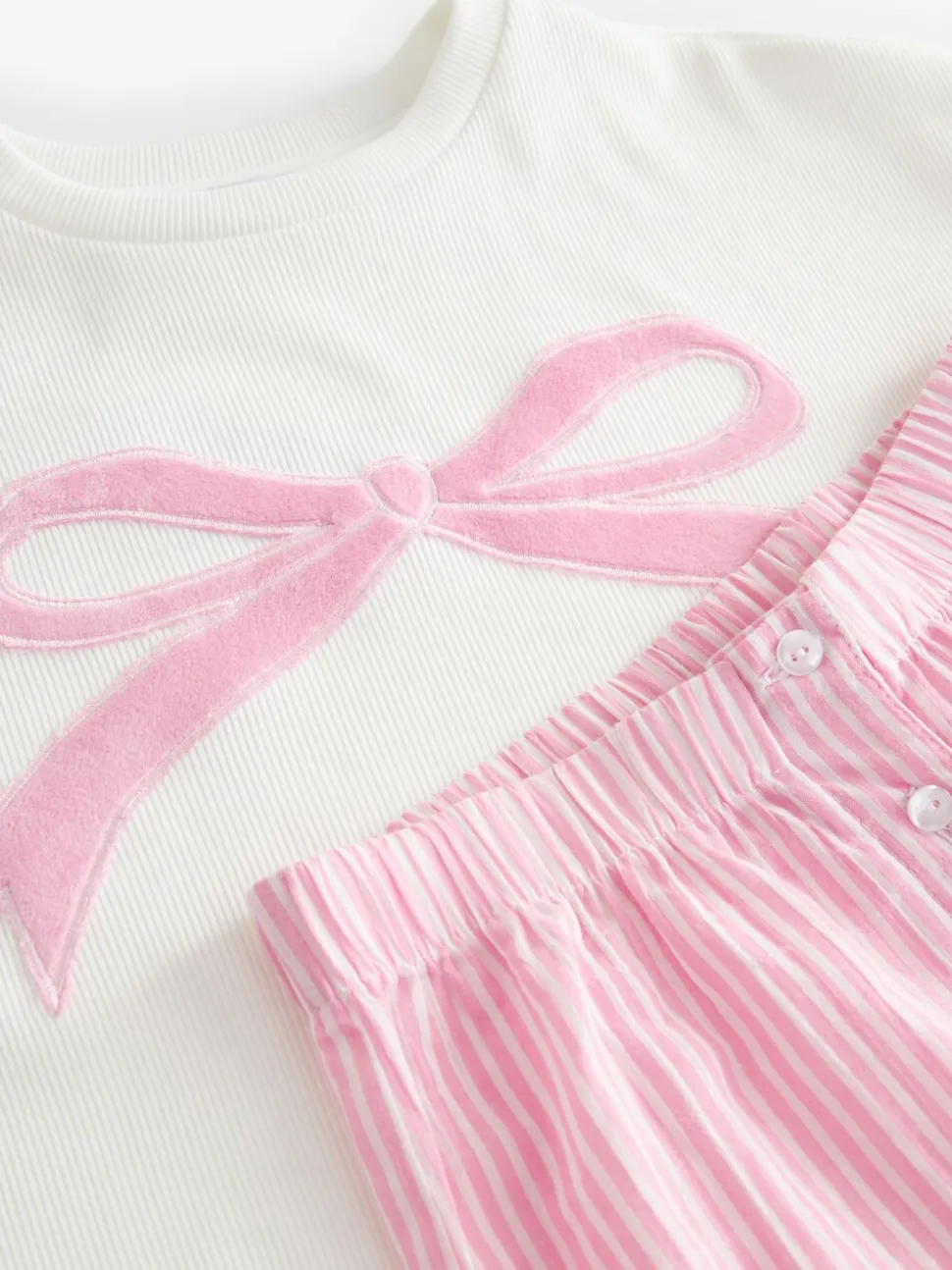 Roze strik met strepen - Geweven pyjama (9mnd-16jr)
