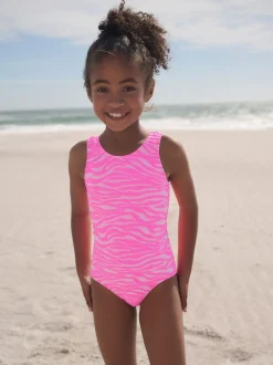 Roze zebraprint - Crinkle Swimsuit (3-16yrs)