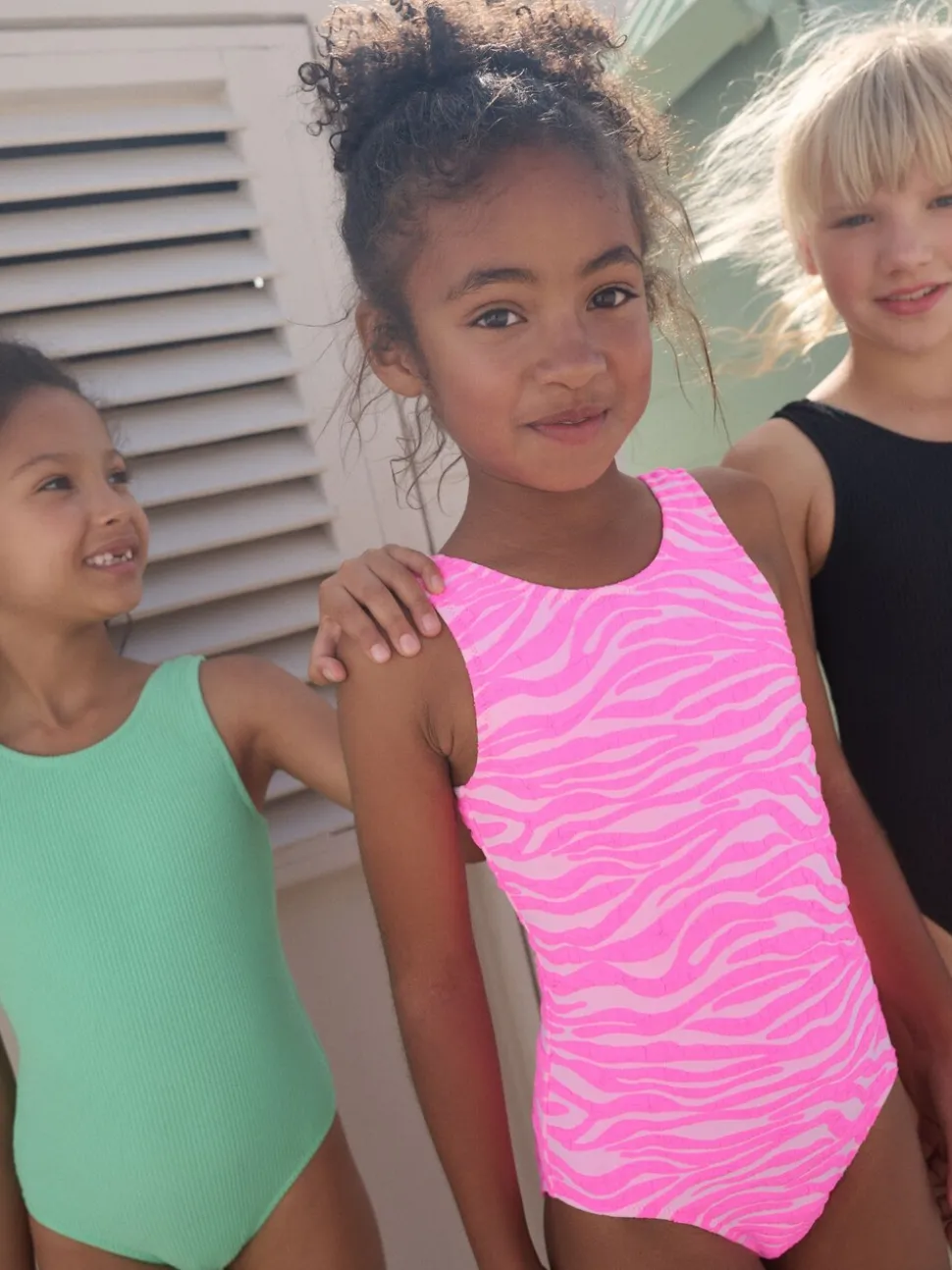 Roze zebraprint - Crinkle Swimsuit (3-16yrs)