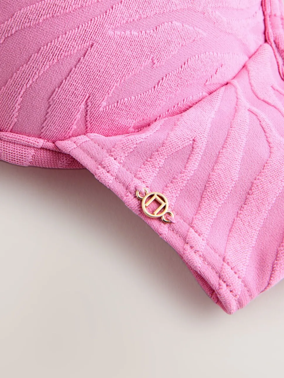 Roze zebraprint met textuur - Bikinibeugeltop met vulling en lage decolleté