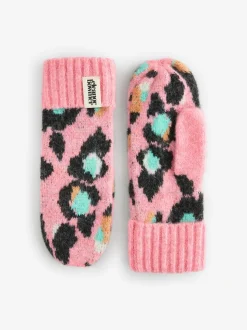 Roze/blauw - Eleanor Bowmer geruite wanten met lippenmotief