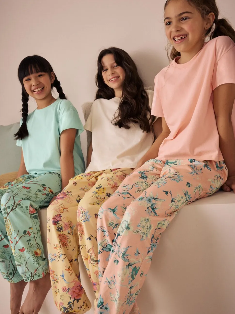 Roze/blauw - Floral Pyjamas 3 Pack (3-16yrs)