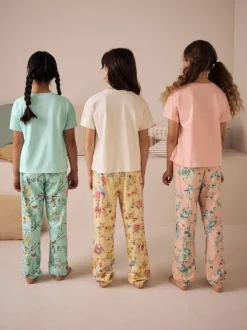 Roze/blauw - Floral Pyjamas 3 Pack (3-16yrs)