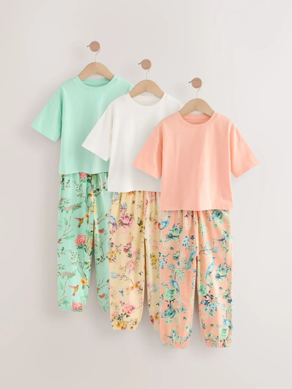 Roze/blauw - Floral Pyjamas 3 Pack (3-16yrs)