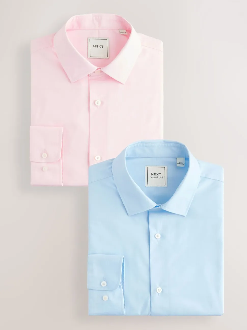 Roze/blauw - Normale Pasvorm - Onderhoudsvriendelijke nette overhemden met lange mouwen met enkele manchetten, verpakking van 2