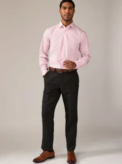 Roze/blauw - Normale Pasvorm - Onderhoudsvriendelijke nette overhemden met lange mouwen met enkele manchetten, verpakking van 2
