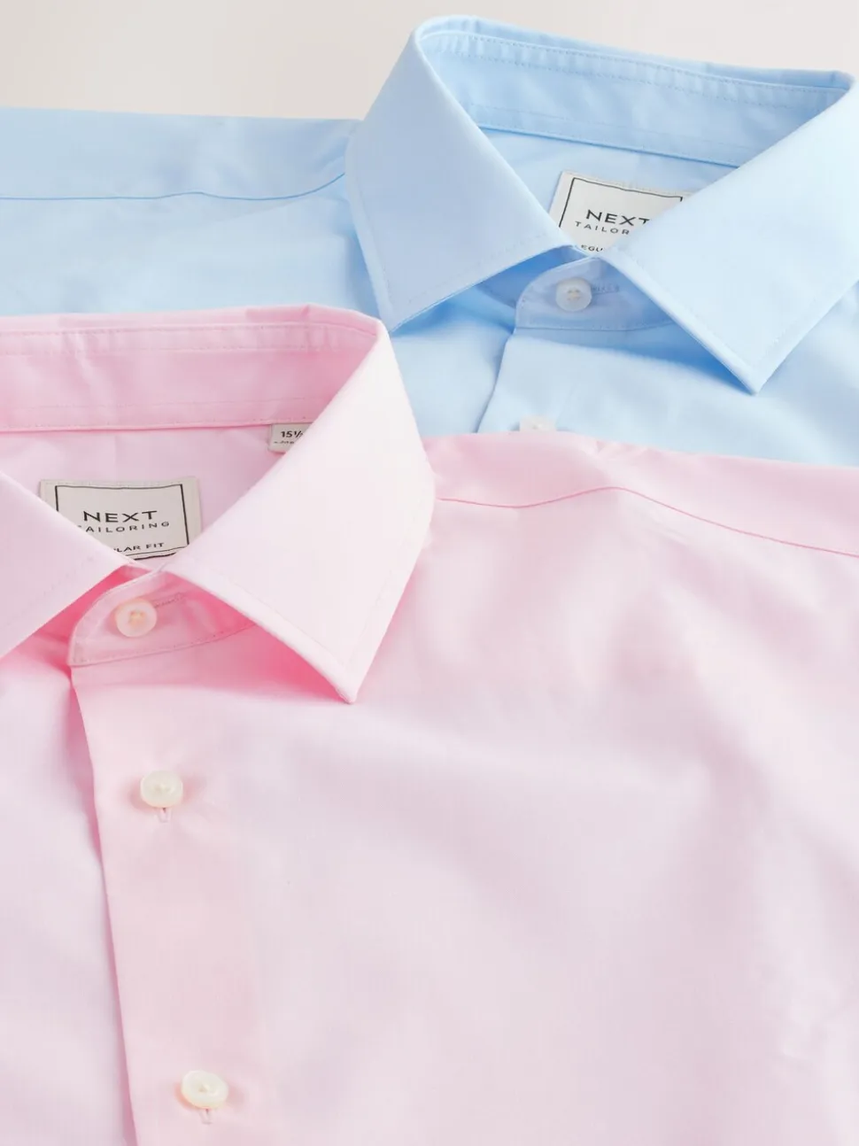 Roze/blauw - Normale Pasvorm - Onderhoudsvriendelijke nette overhemden met lange mouwen met enkele manchetten, verpakking van 2