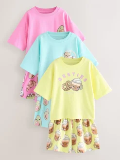 Roze/blauw - Set van 3 pyjama's (3-16 jr)