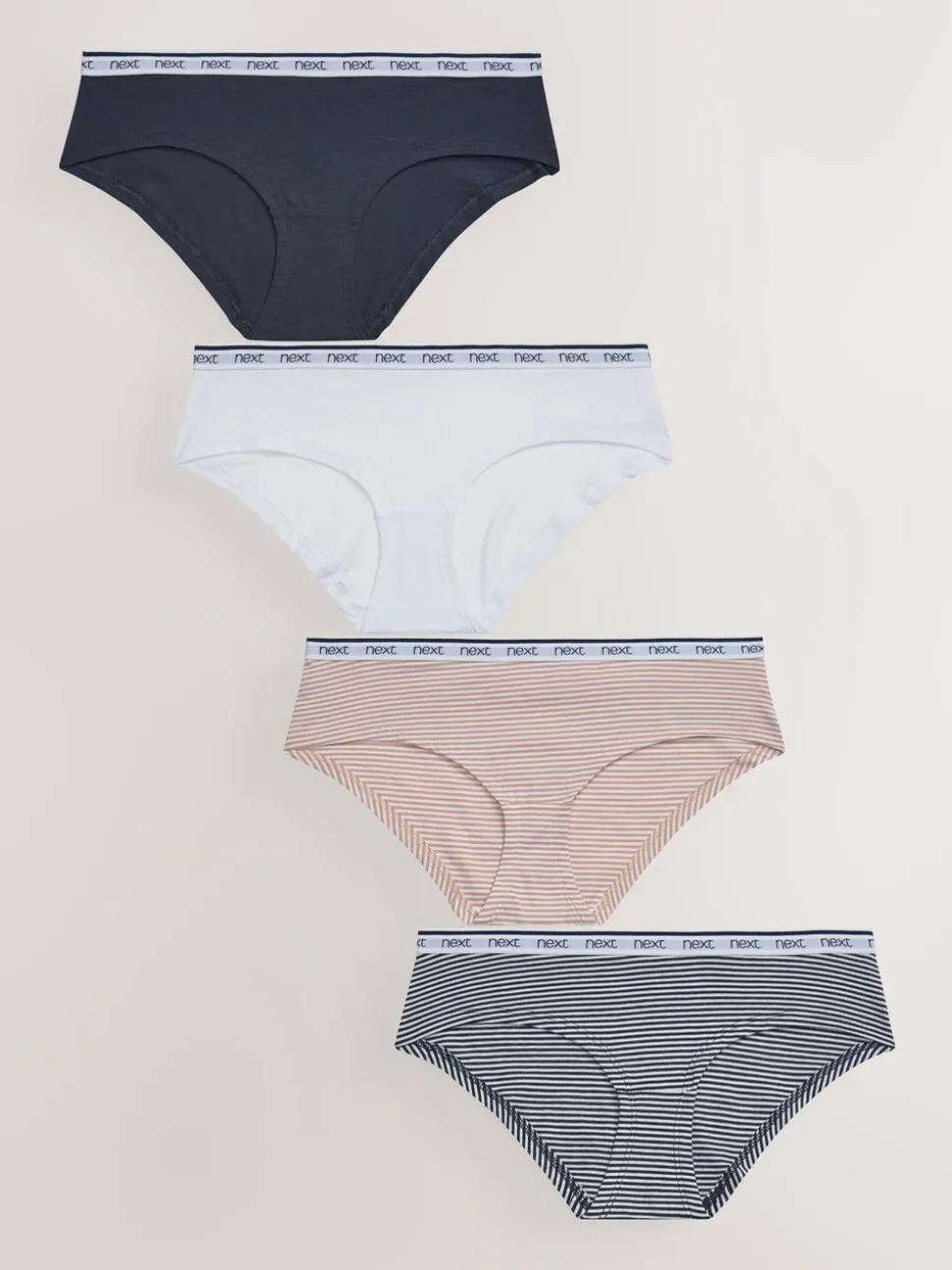Roze/blauw gestreept - 4 Katoenen slipjes met logotailleband