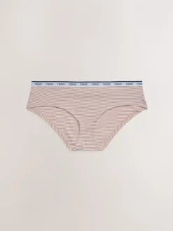 Roze/blauw gestreept - 4 Katoenen slipjes met logotailleband