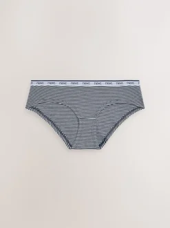 Roze/blauw gestreept - 4 Katoenen slipjes met logotailleband