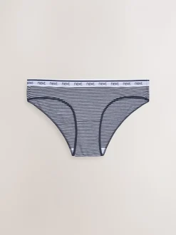 Roze/blauw gestreept - 4 Katoenen slipjes met logotailleband