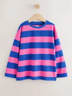 Roze/blauw gestreept - Getextureerde top met lange mouwen (3-16jr)
