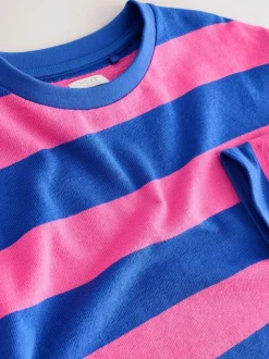 Roze/blauw gestreept - Getextureerde top met lange mouwen (3-16jr)