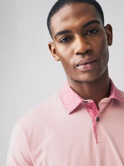 Roze/blauw/wit geweven kraag - Set van 3 jersey poloshirts met korte mouwen
