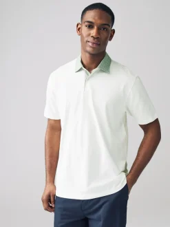 Roze/blauw/wit geweven kraag - Set van 3 jersey poloshirts met korte mouwen