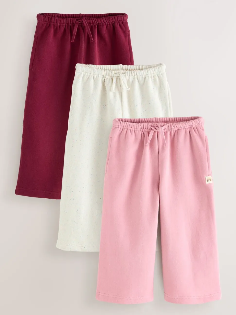Roze/bordeauxrood/beigegrijs - Set van 3 joggingbroeken met wijde pijpen (3mnd-7jr)