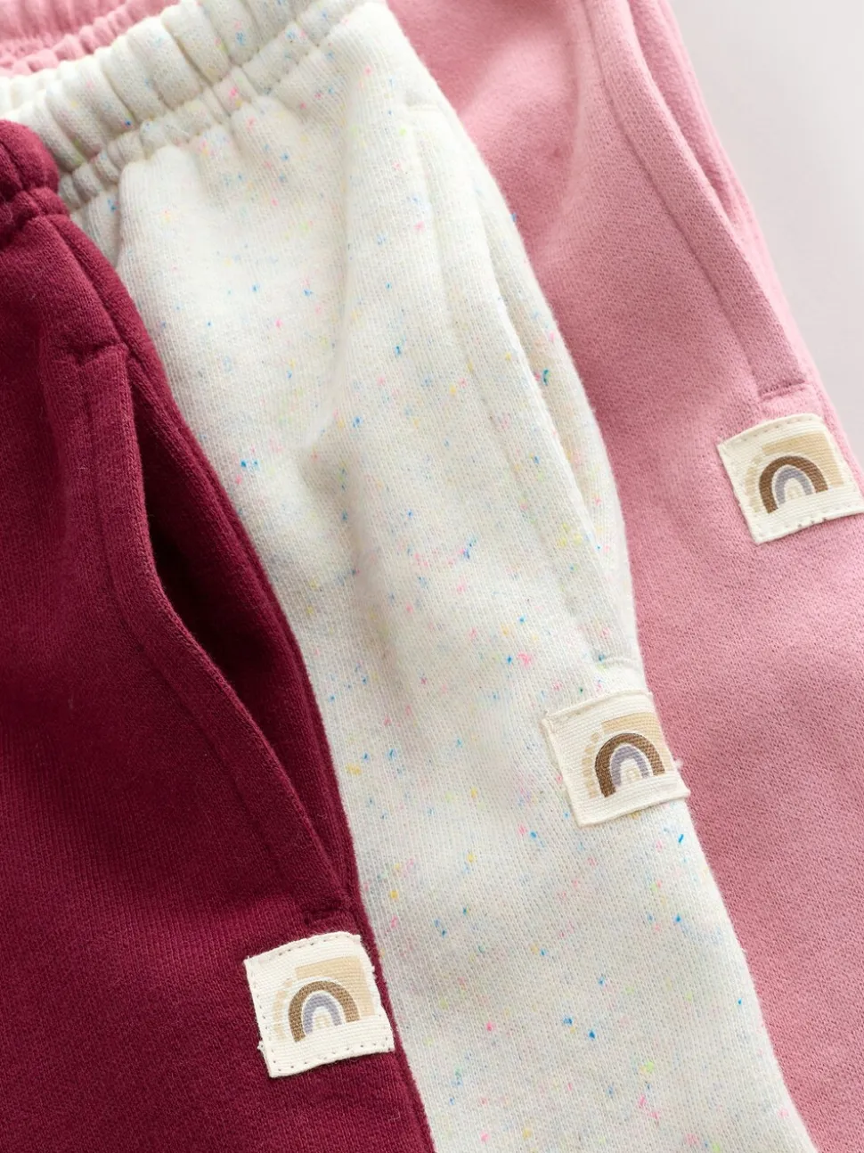 Roze/bordeauxrood/beigegrijs - Set van 3 joggingbroeken met wijde pijpen (3mnd-7jr)