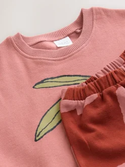 Roze/bruine tomaat - Set van sweatshirt en joggingbroek met rechte wijde pijpen (3mnd -7jr)