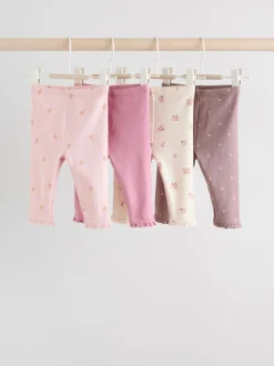 Roze/bruin/hart - Verpakking van 4 babyleggings (0 mnd -2 jr)