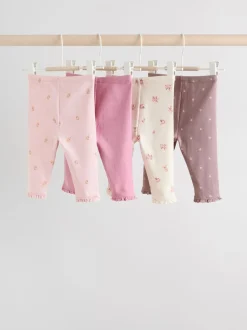 Roze/bruin/hart - Verpakking van 4 babyleggings (0 mnd -2 jr)