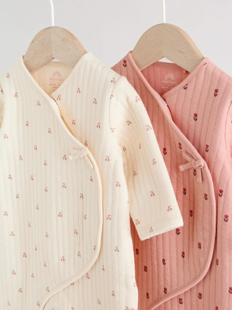 Roze/crème - Quilted Baby Sleepsuits 2 Pack