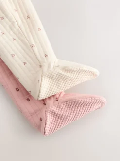 Roze/crème - Quilted Baby Sleepsuits 2 Pack
