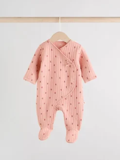 Roze/crème - Quilted Baby Sleepsuits 2 Pack