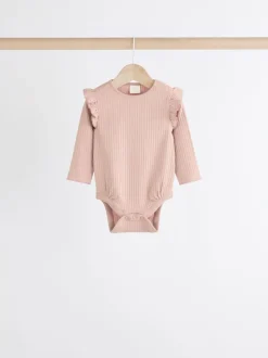Roze/crème - Verpakking van 4 babyrompers met lange mouwen en ruches (0mnd-2jr)