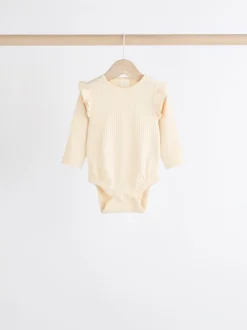 Roze/crème - Verpakking van 4 babyrompers met lange mouwen en ruches (0mnd-2jr)