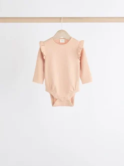 Roze/crème - Verpakking van 4 babyrompers met lange mouwen en ruches (0mnd-2jr)