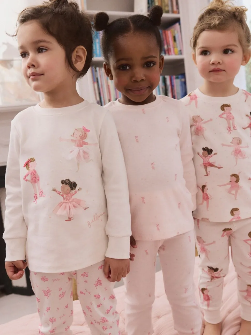 Roze/crème ballerina - Knus pyjama met lange mouwen 3 Pack (9maanden -12jaar)