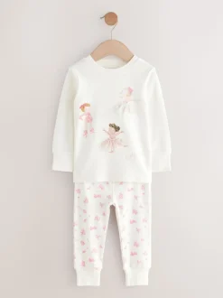 Roze/crème ballerina - Knus pyjama met lange mouwen 3 Pack (9maanden -12jaar)