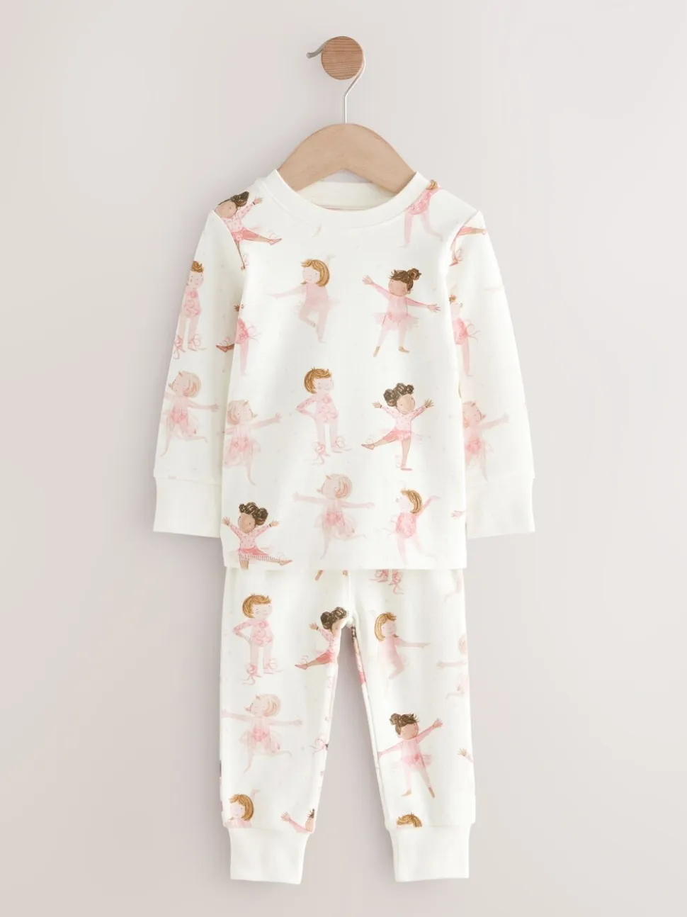 Roze/crème ballerina - Knus pyjama met lange mouwen 3 Pack (9maanden -12jaar)