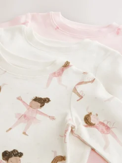 Roze/crème ballerina - Knus pyjama met lange mouwen 3 Pack (9maanden -12jaar)