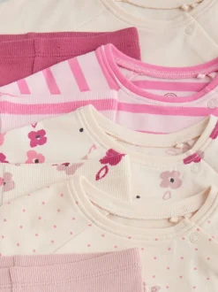 Roze/crème bloem - Baby set van top met Lange mouwen en Leggings 8 Pieces (0mnd -2jr)