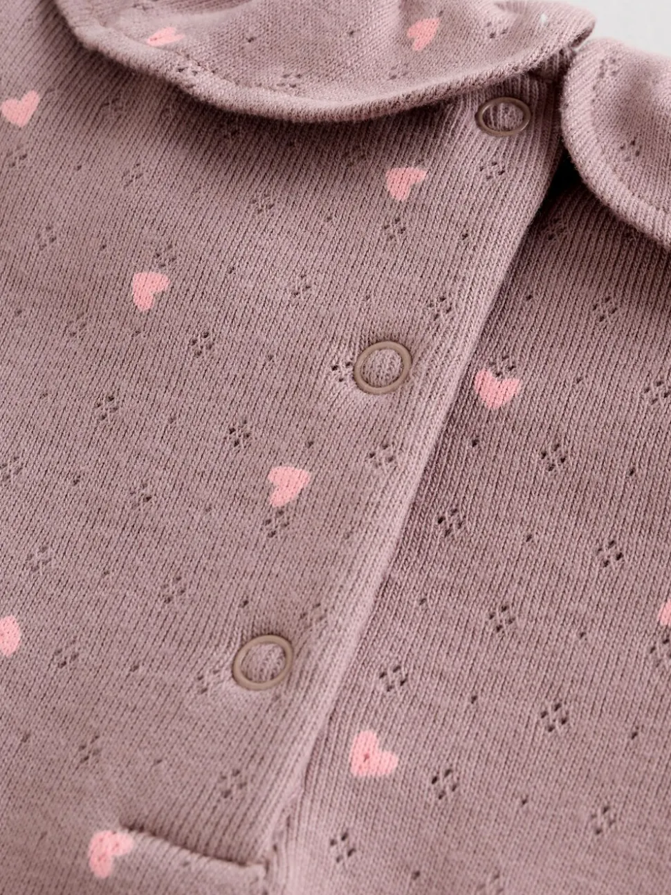Roze/crème/bruin met fijne bloemetjesprint - Verpakking van 4 babyrompers met lange mouwen en ruches (0mnd-2jr)