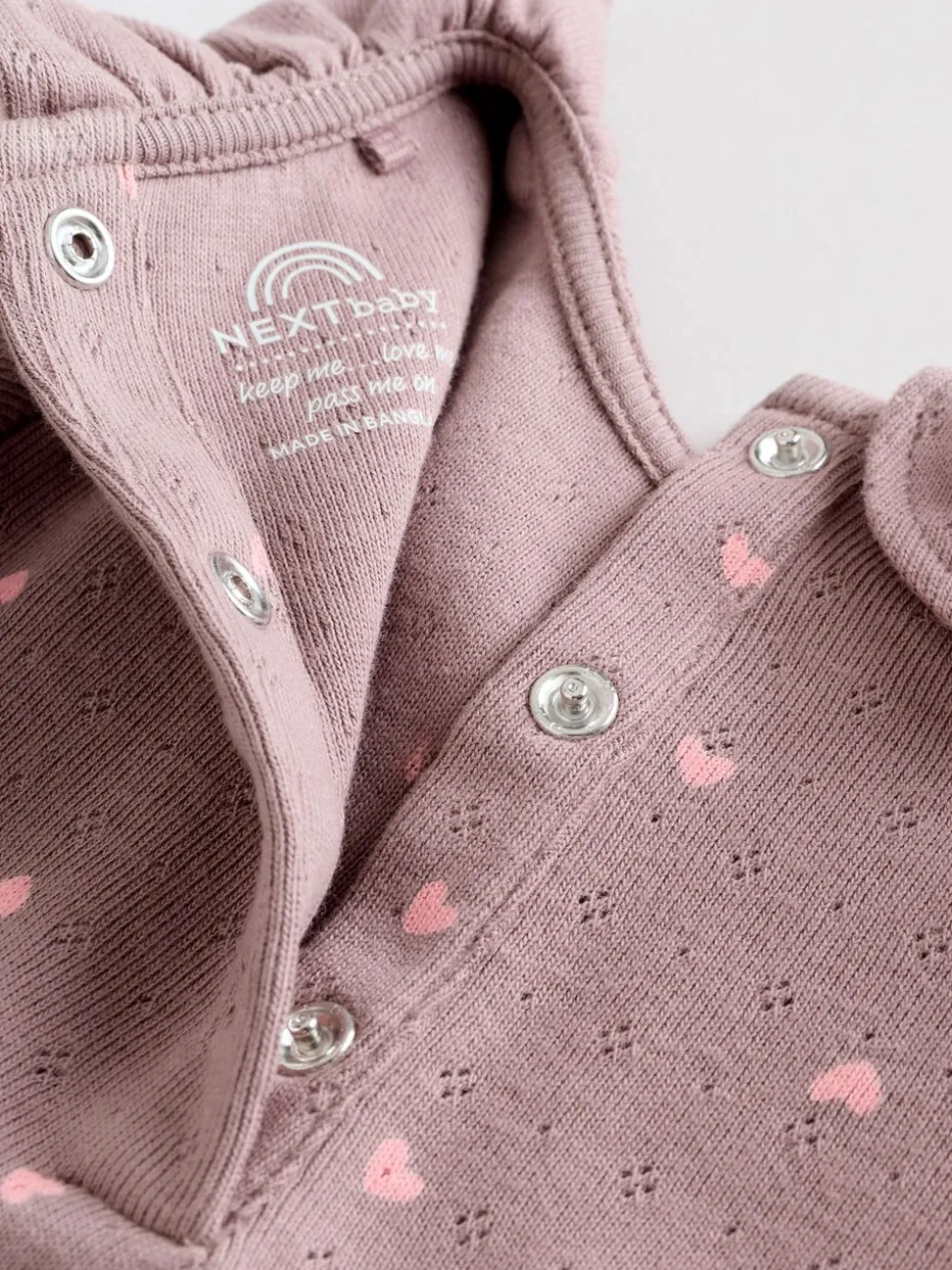Roze/crème/bruin met fijne bloemetjesprint - Verpakking van 4 babyrompers met lange mouwen en ruches (0mnd-2jr)