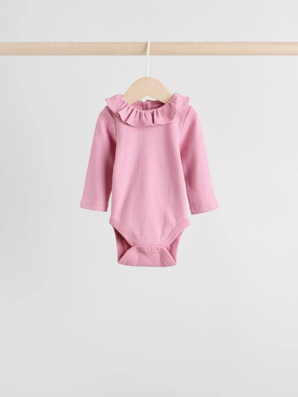 Roze/crème/bruin met fijne bloemetjesprint - Verpakking van 4 babyrompers met lange mouwen en ruches (0mnd-2jr)