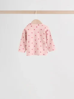 Roze/crème/bruine print - 6 -delige set van top met lange mouwen en leggings (0mnd -3jr)