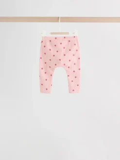 Roze/crème/bruine print - 6 -delige set van top met lange mouwen en leggings (0mnd -3jr)
