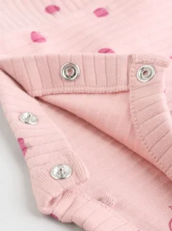 Roze/crème/bruine print - 6 -delige set van top met lange mouwen en leggings (0mnd -3jr)