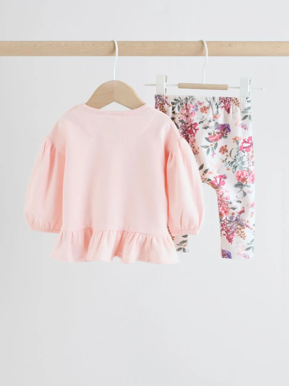 Roze/crèmekleurig met bloemenprint - Baby Strik Sweater en Leggings Set 2 Pieces (0mnd-2jr)