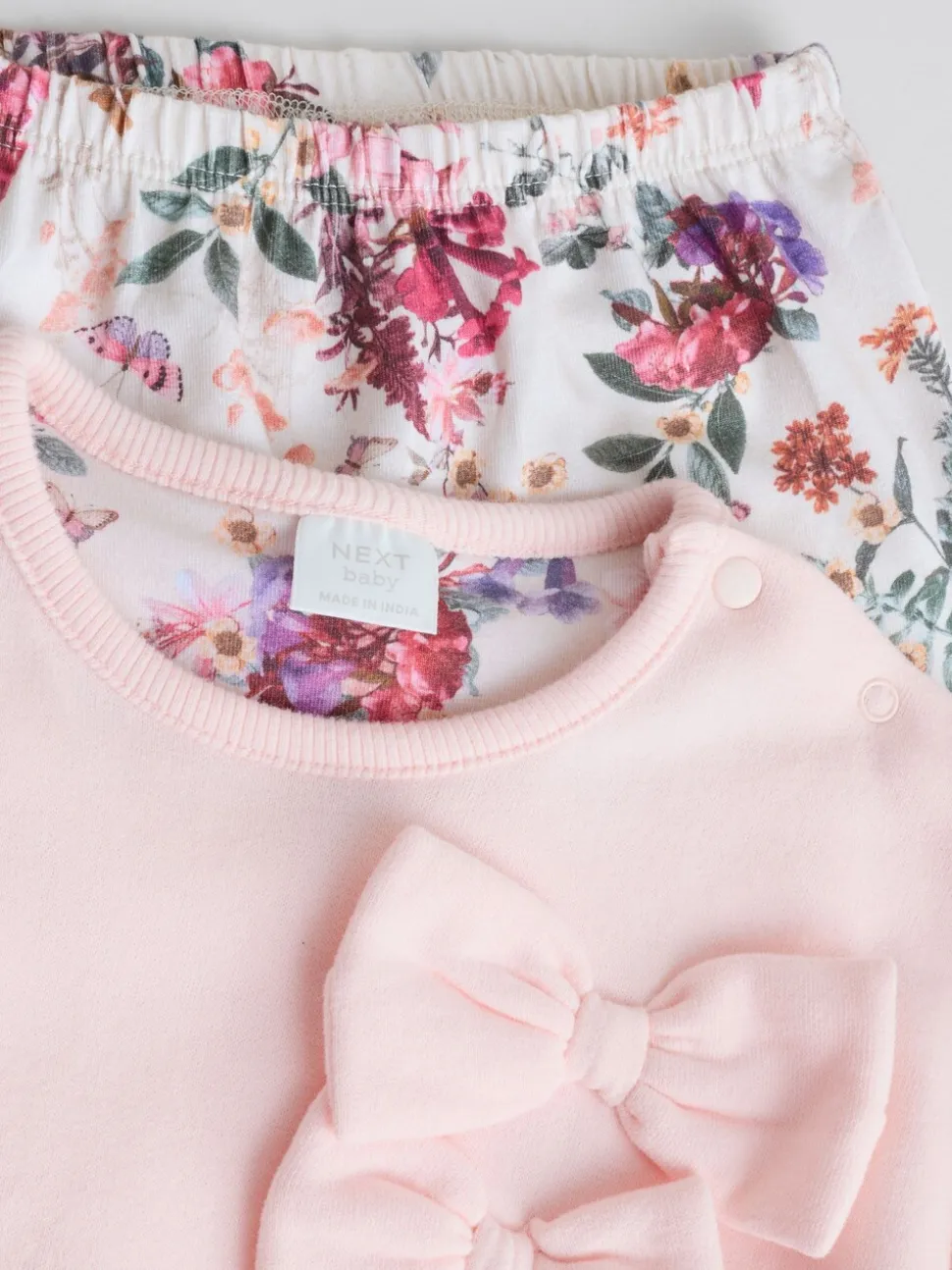 Roze/crèmekleurig met bloemenprint - Baby Strik Sweater en Leggings Set 2 Pieces (0mnd-2jr)