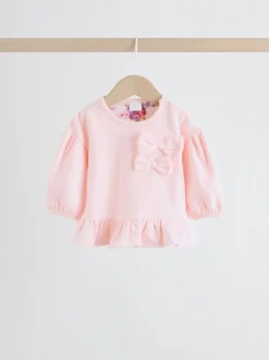 Roze/crèmekleurig met bloemenprint - Baby Strik Sweater en Leggings Set 2 Pieces (0mnd-2jr)