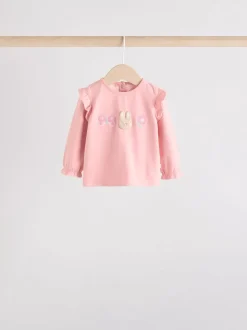 Roze/crème/konijnfiguur - 6 -delige set van top met lange mouwen en leggings (0mnd -3jr)